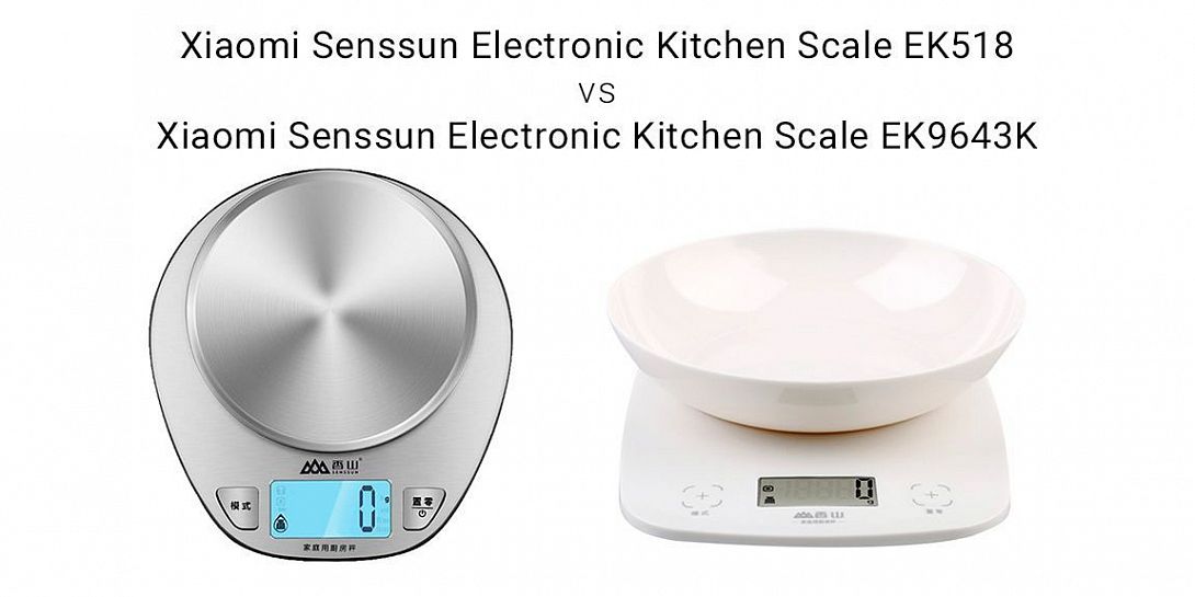 Сравнение кухонных весов от Xaomi: Senssun Electronic Kitchen Scale EK518 vs Senssun Electronic Kitchen Scale EK9643K